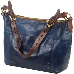 HOBO CHARLIE Leather Shoulder Bag Indigo Blue